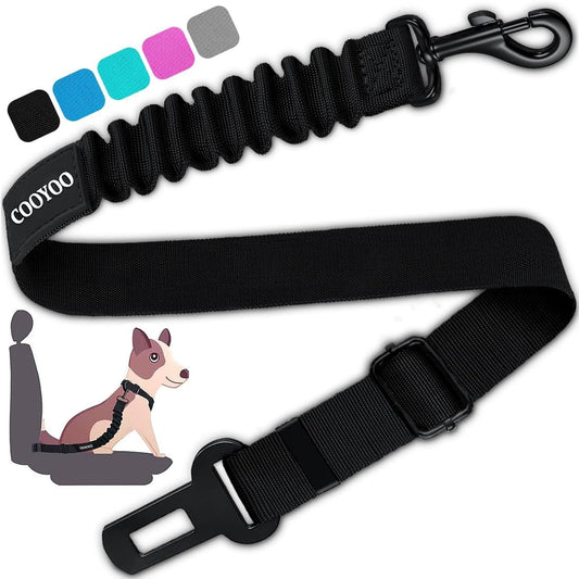 COOYOO Dog Seat Belt,Retractable Dog Car Harness Seat Belt for Car Adjustable Nylon Pet Safety Seat Belts Heavy Duty & Elastic Bungee Buffer - Pet Explorer