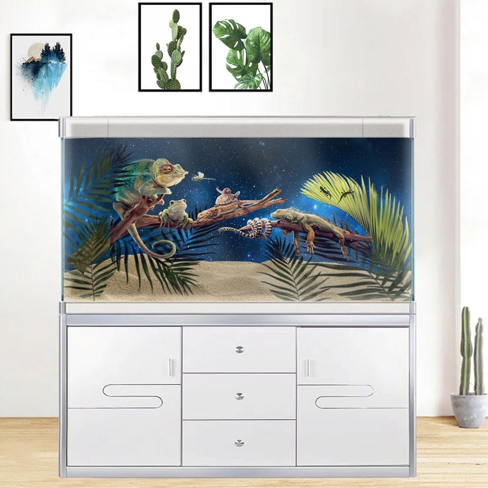 36X20IN Starry Aquarium Background, Art Starry Fish Tank Decorations Background, with 8 EVA Double-Sided Tape - Pet Explorer