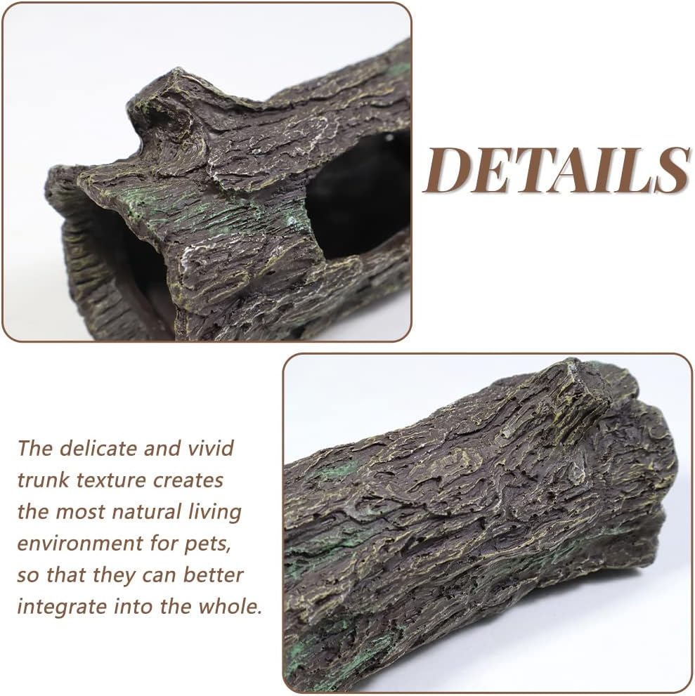 fazhongfa Reptile Hide Tree Trunk Lizard Snake Gecko Axolotl Spider Turtles Bearded Dragon Tank Accessories Large Hollow Log for Aquarium or Fish Tank Resin Wood Decorations Ornament - Pet Explorer