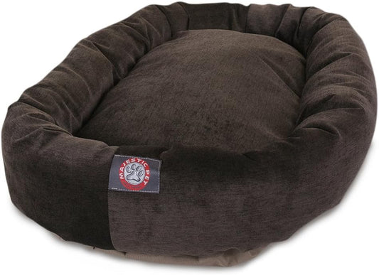 Majestic Pet 32 Inch Micro Velvet Calming Dog Bed Washable 32x23x7 (inch) – Cozy Soft Round Donut Dog Bed with Spine for Head Support - Pet Bed Medium - Storm - Pet Explorer