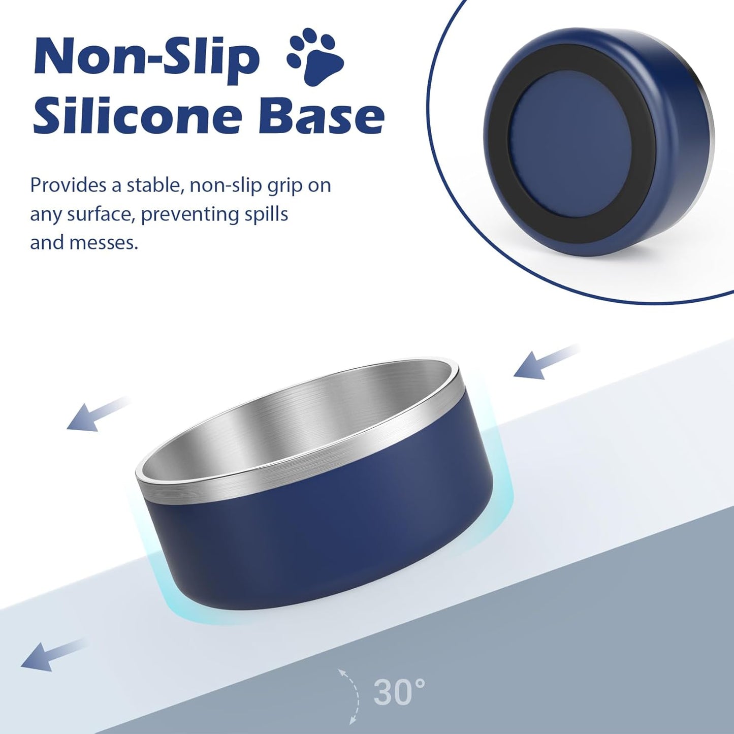 LIANLAI Dog Bowls, Rust-Resistant Stainless Steel Dog Bowls, Spill Proof Double Puppy Dishes for Food, Dishwasher Safe (Blue，40 oz) - Pet Explorer