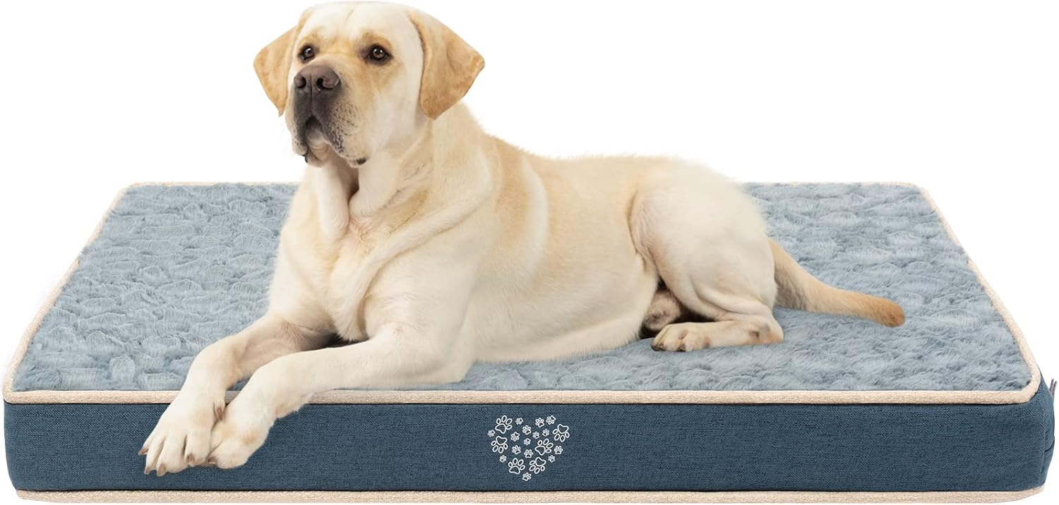 VANKEAN Waterproof Dog Crate Pad Bed Mat Reversible (Warm&Cool), Removable Washable Cover & Waterproof Inner Lining, Pet Crate Mattress for Cats and Dogs, Joint Relief Dog Bed for Crate, Navy - Pet Explorer