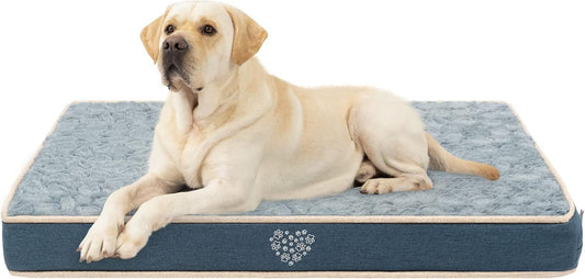 VANKEAN Waterproof Dog Crate Pad Bed Mat Reversible (Warm&Cool), Removable Washable Cover & Waterproof Inner Lining, Pet Crate Mattress for Cats and Dogs, Joint Relief Dog Bed for Crate, Navy - Pet Explorer