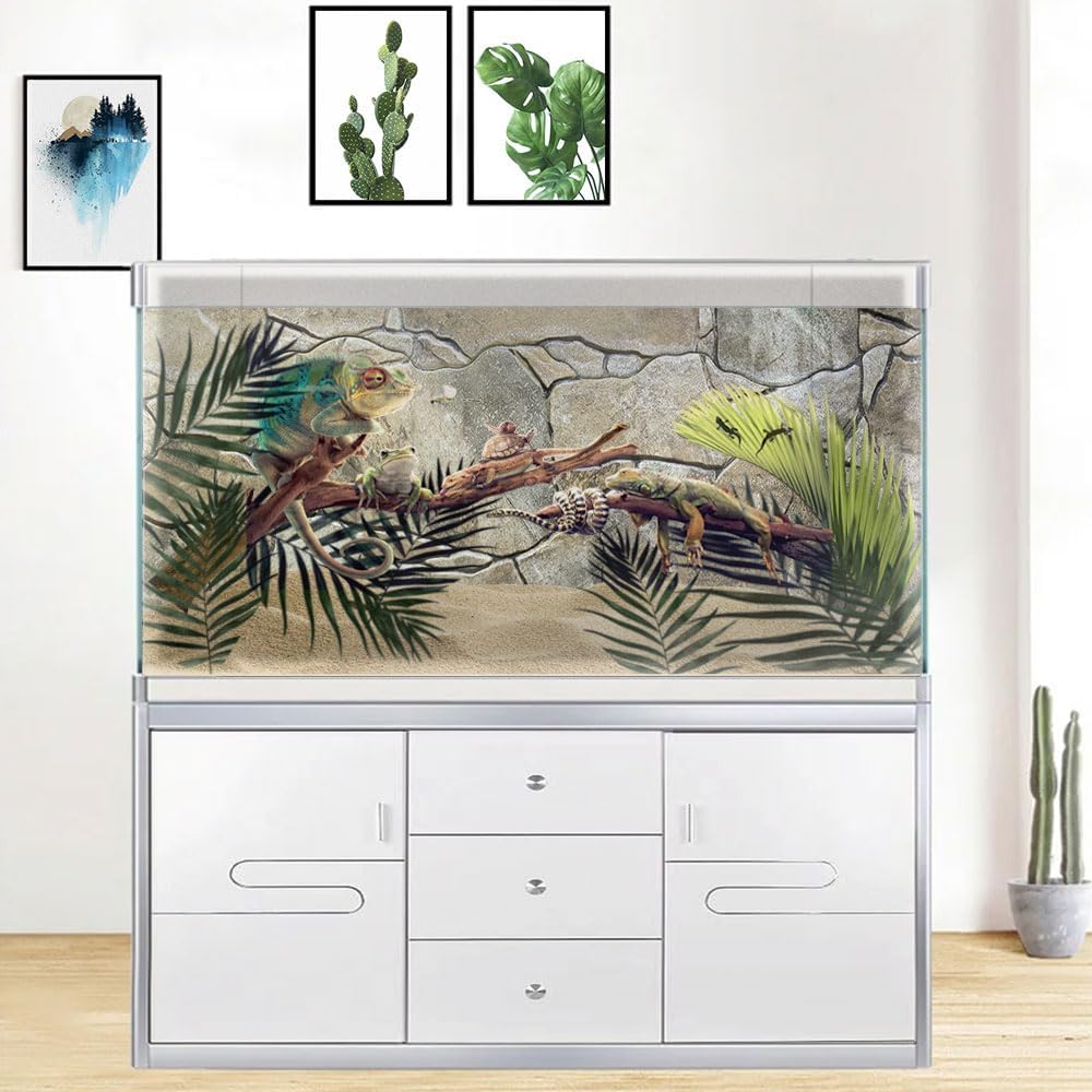 48X24IN Marble Aquarium Background, Art Marble Aquarium Background, Natural Marble Glass Terrarium Background with 8 EVA Double-Sided Tape - Pet Explorer