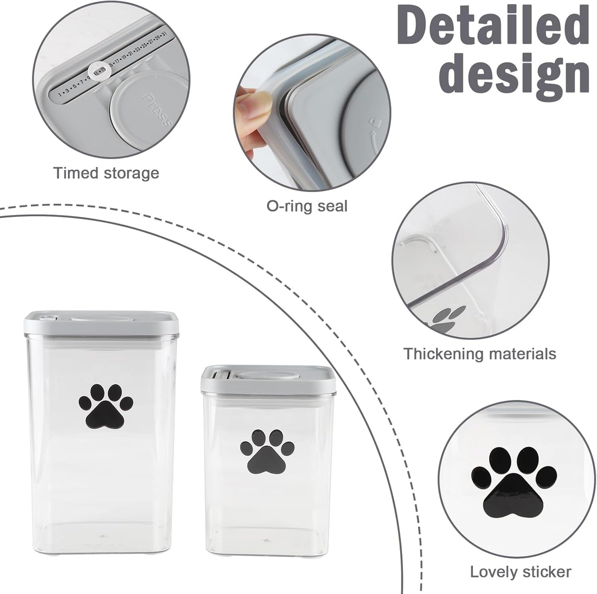2-Pack Dog Treat Storage Container Set 78oz+48oz | Airtight Pet Treat Canisters for Cats & Dogs, Kitchen Counter Jar, BPA-Free, Dog Cookie Treats Jars with Lid, Keeps Treats Fresh & Crunchy