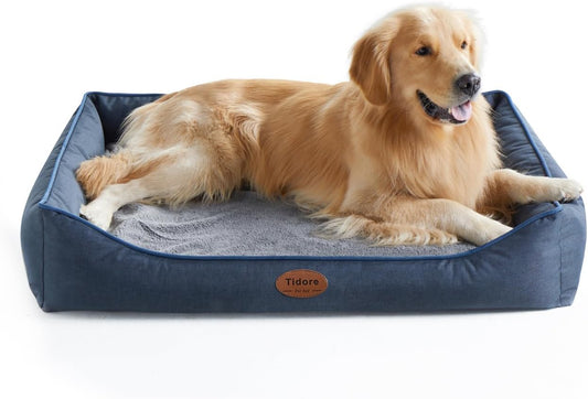 Orthopedic Dog Beds for Medium Dogs, Durable Egg Crate Foam Sofa Dog Bed wit Washable Removable Cover,Waterproof Lining,Pet Bed for Large Dogs (Navy Blue, 39.4" L x 31.5" W x 7.4" Th) - Pet Explorer