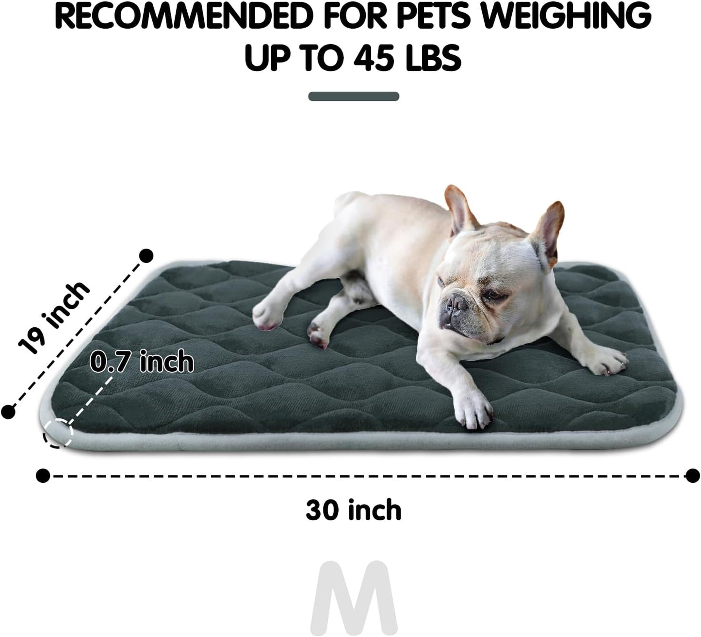 furrybaby Dog Bed Mat Flat Crate Mat with Anti-Slip Bottom Machine Washable Pet Kennel Pad for Dog Sleeping (M 30x19'', Grey Mat) - Pet Explorer