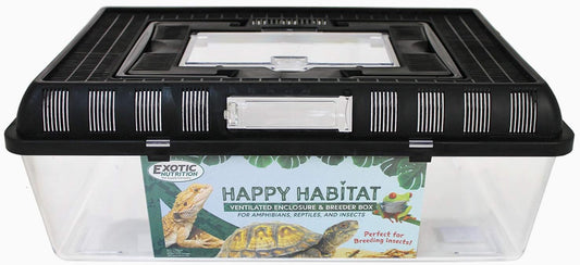 Happy Habitat (Large) - Ventilated Enclosure & Breeder Box - for Live Feeder Insects, Reptiles, Amphibians & Other Small Pets - Durable Plastic Portable Terrarium - Pet Explorer