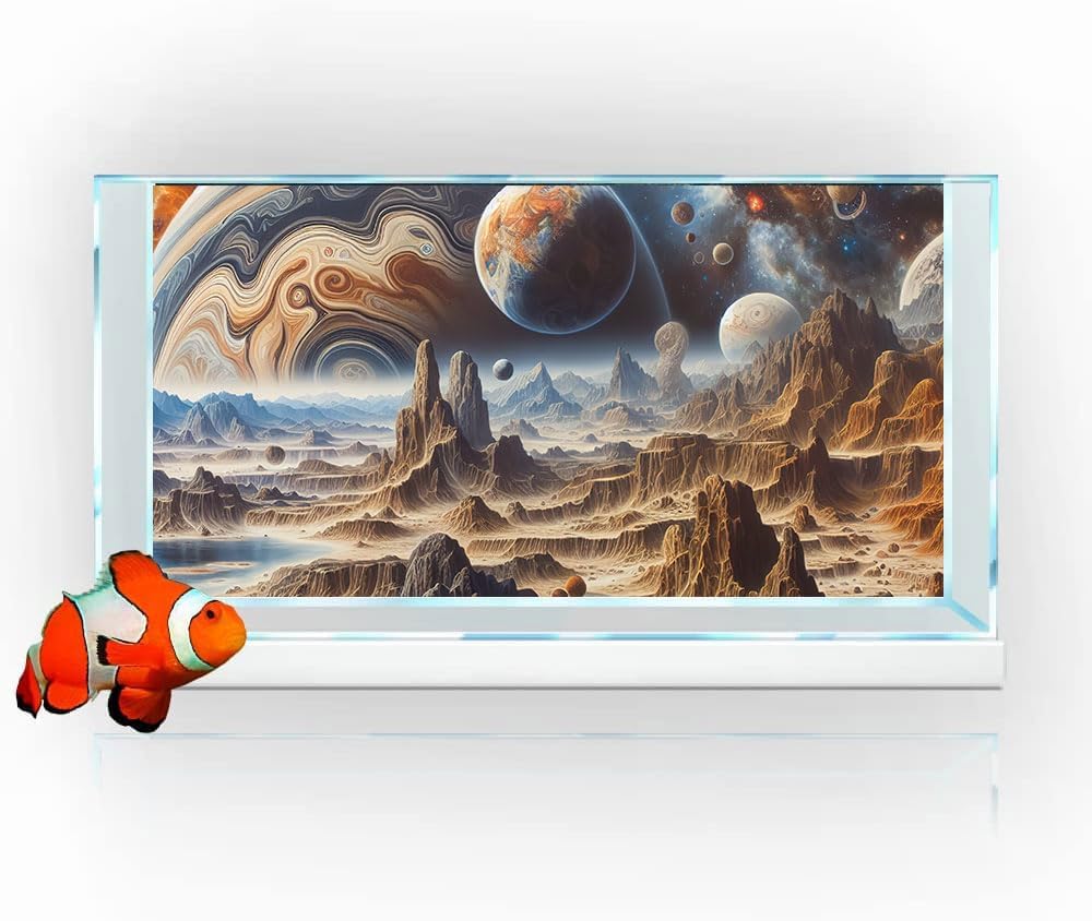 36X18IN Cosmic Spaceterrarium Background, Cool Parallel Space Themed Aquarium Reptile Habitat Background, Aquarium Background with 10EVA Double-Sided Tape - Pet Explorer