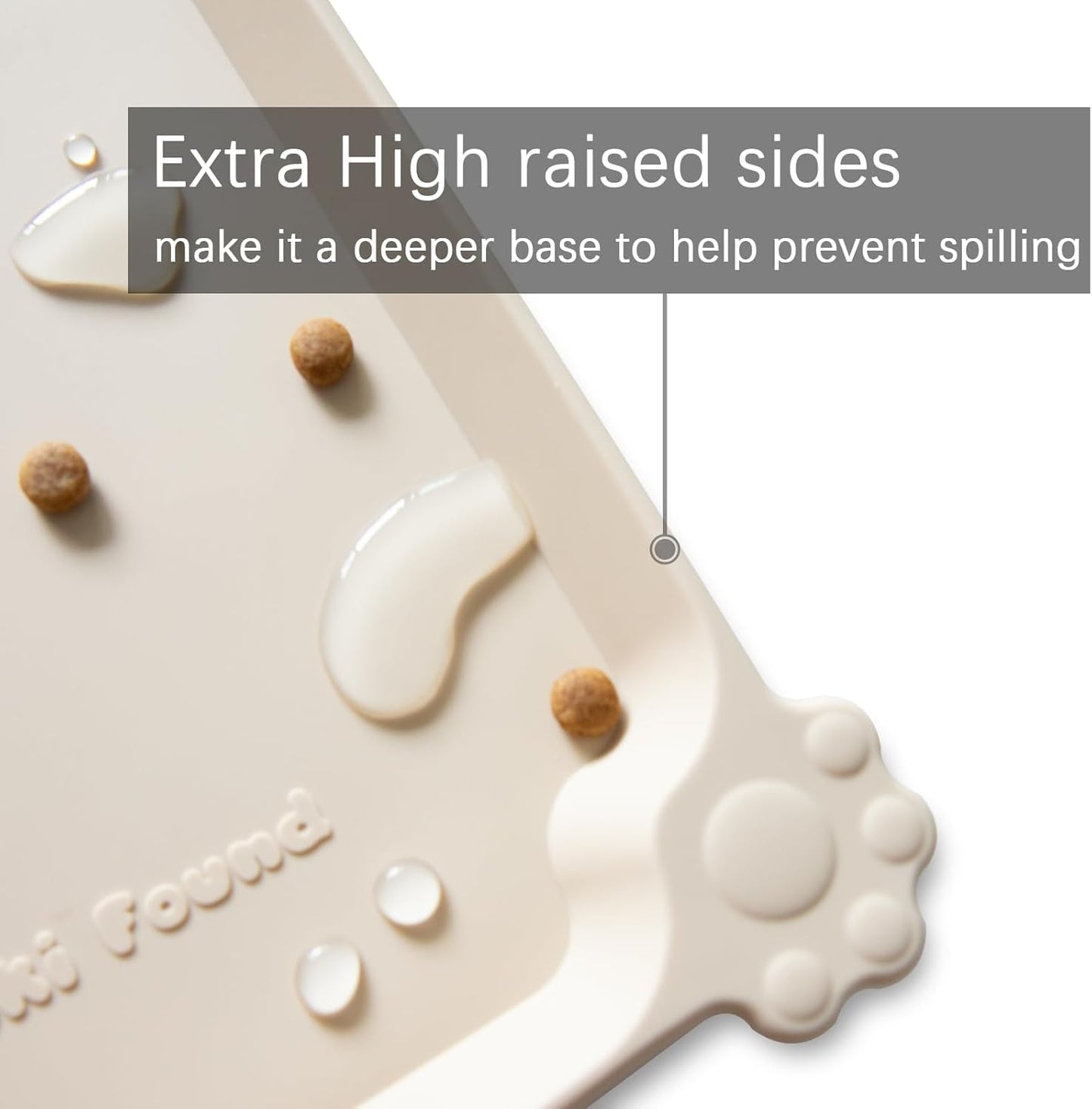 Hoki Found Silicone Pet Food Mats Tray - High-Lips Pet Dog Cat Bowl Mats - Dog Pet Cat Feeding Mat - Waterproof Dog Cat Food Mats -Pet Water Mats for Floors - Papayawhip - Pet Explorer