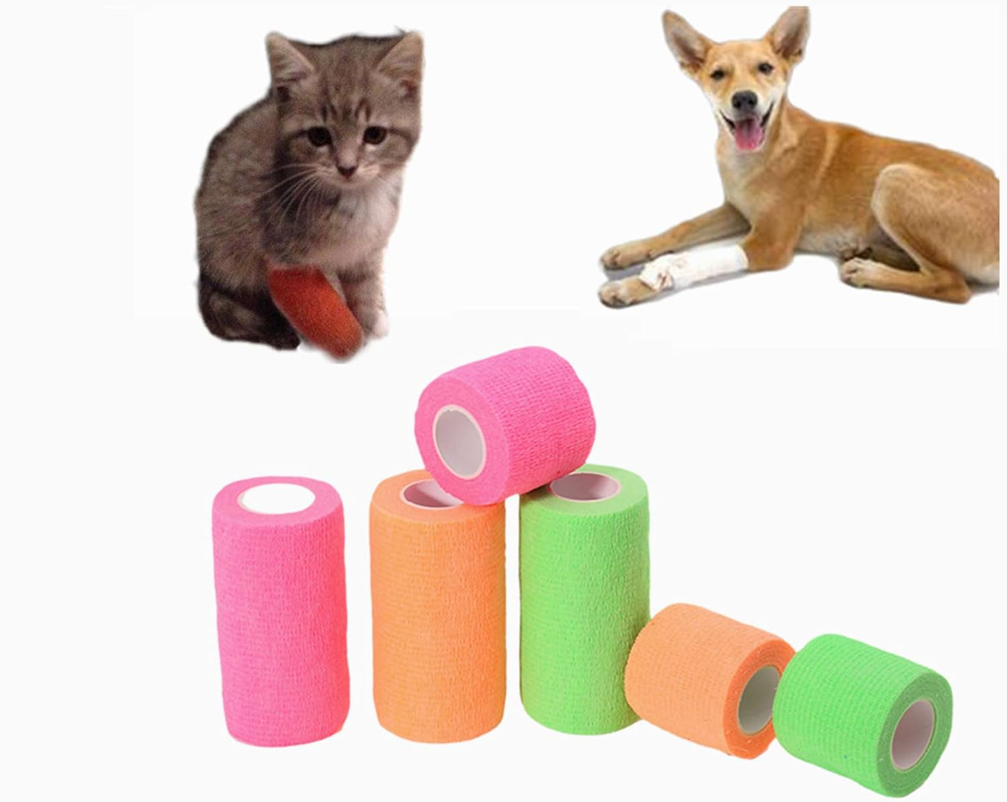 6 Pack 1" x 5 Yards Self Adhesive Bandage Wrap Breathable Cohesive Vet Wrap for Pets, Elastic Self-Adherent Tape for Sports, Wrist, Ankle (Black) - Pet Explorer