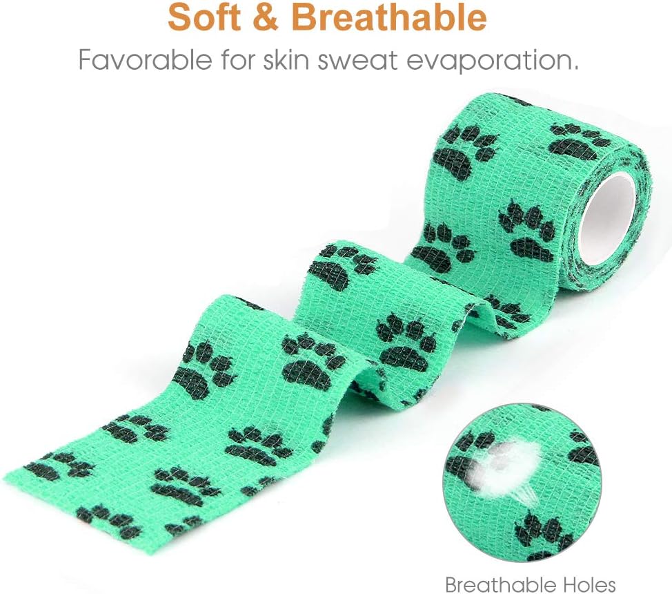 AUPCON Vet Wrap Cohesive Bandages Bulk Self Adhesive Bandage Wrap Self Adherent Wrap Non-Woven for Dogs Pet Animals & Ankle Sprains & Swelling 2 Inch x 5 Yards (2 Inch Claw) - Pet Explorer