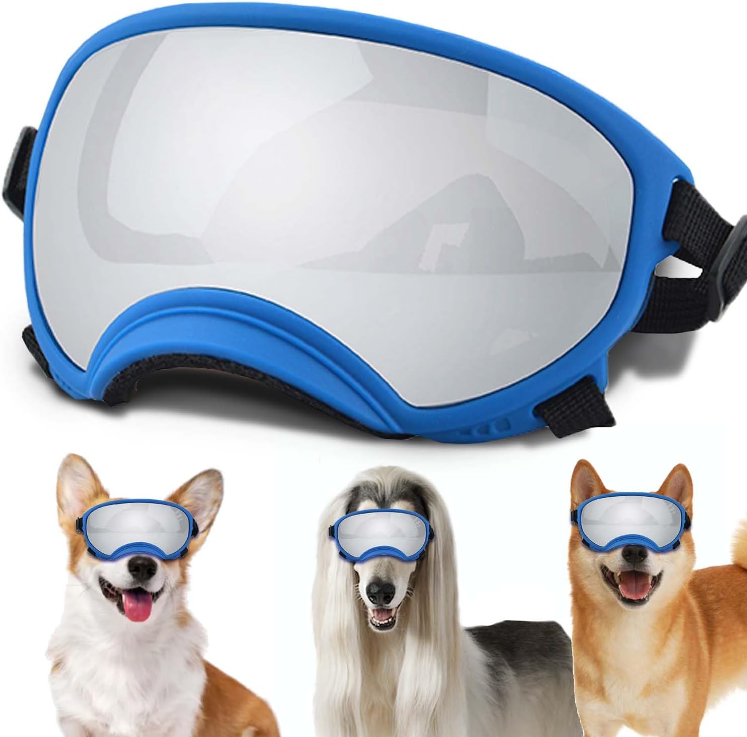 Medium Dog Sunglasses with Adjustable Strap UV Protection, Winproof Dog Puppy Sunglasses, Suitable for Medium Dog Pet Glasses, Dogs Eyes Protection,Soft Dog Goggles - Pet Explorer