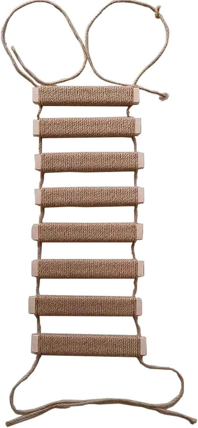 Outdoor Cat Tree with Wall Climbing Bridge & Rope Ladder - 20in Hemp Rope Cat Wall Furniture Cat Ladder