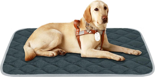 furrybaby Dog Bed Mat Flat Crate Mat with Anti-Slip Bottom Machine Washable Pet Kennel Pad for Dog Sleeping (L 42x28'', Grey Mat) - Pet Explorer