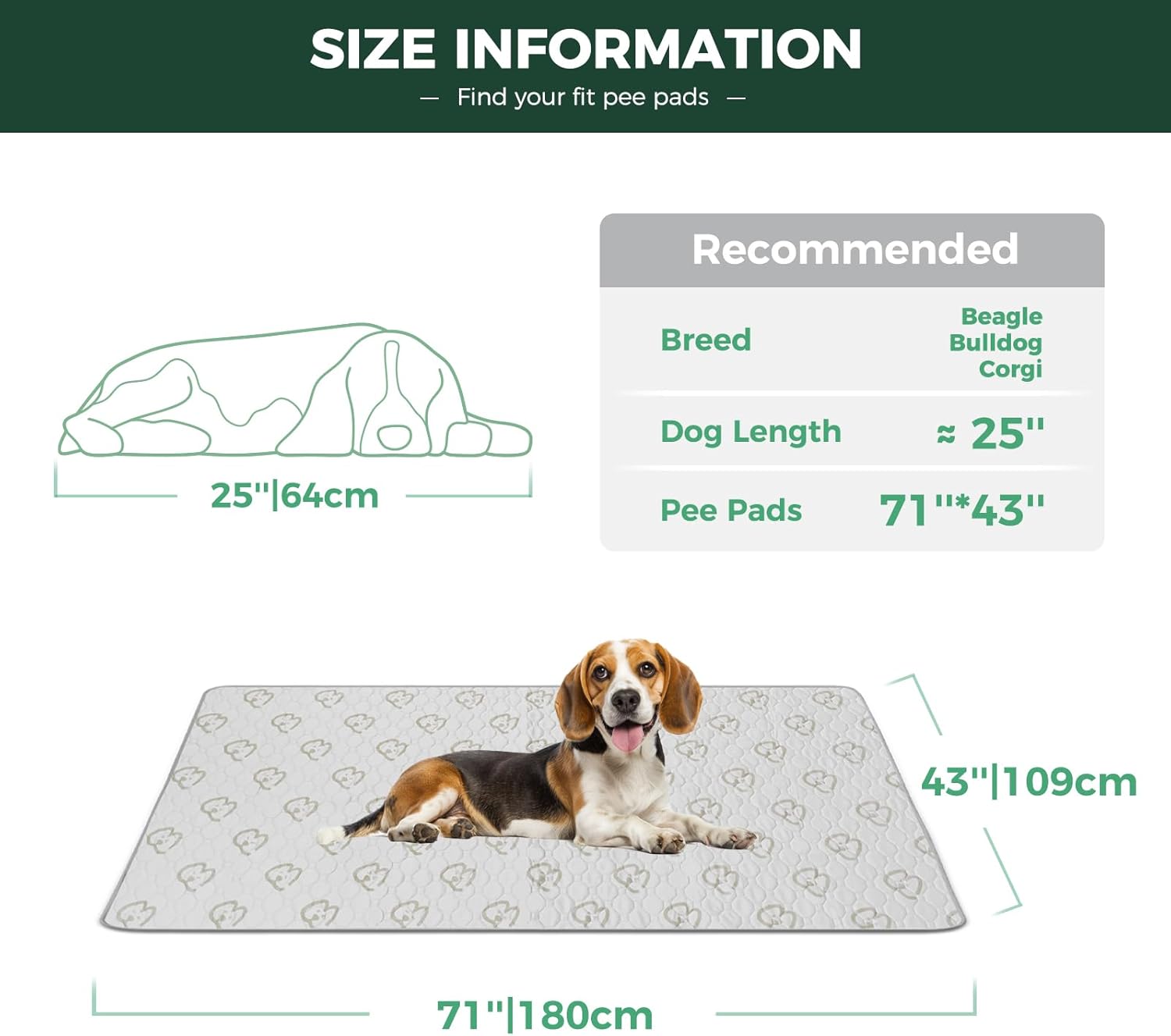 FXW Washable Pee Pads for Dogs, Puppy Pads with Super Absorbent, Specifically Designed for FXW Rollick/Homeplus 32/40/45inch 6 Panels Dog Playpen, 71" × 43" Rectangle, Khaki, 1 Pack - Pet Explorer