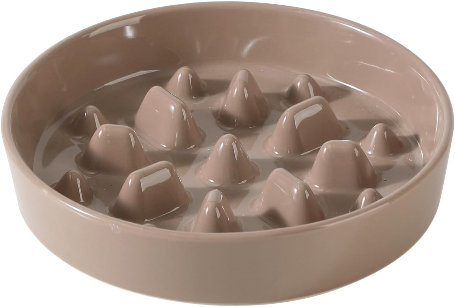 Ceramic 8.2 inch Dog Bowl Slow Feeder, Slow Pet Food Dish for Medium and Large Dog, Stop Bloat, Preventing Choking(Single Bowl, Brown Coffee) - Pet Explorer