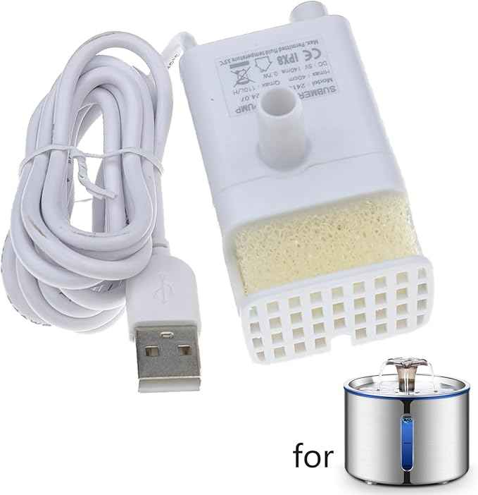 Replacement Pump for Cat Water Fountain Dog Water Dispenser Ultra Quiet Long Lifespan Water Pump, LED Lights