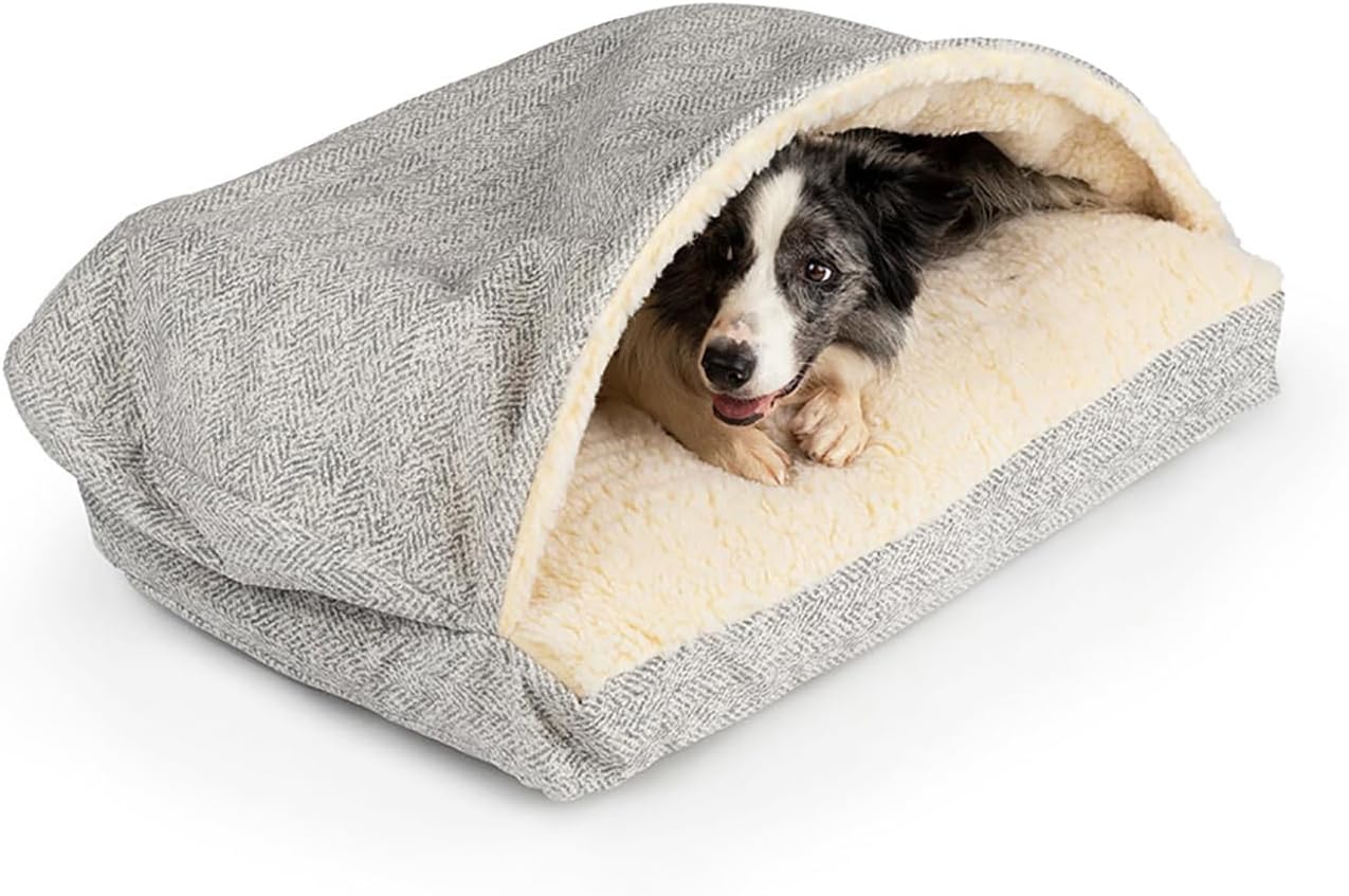 Snoozer Pet Products Luxury Rectangle Cozy Cave Dog Bed with Microsuede, Showdog Collection, Small, Palmer Dove - Pet Explorer