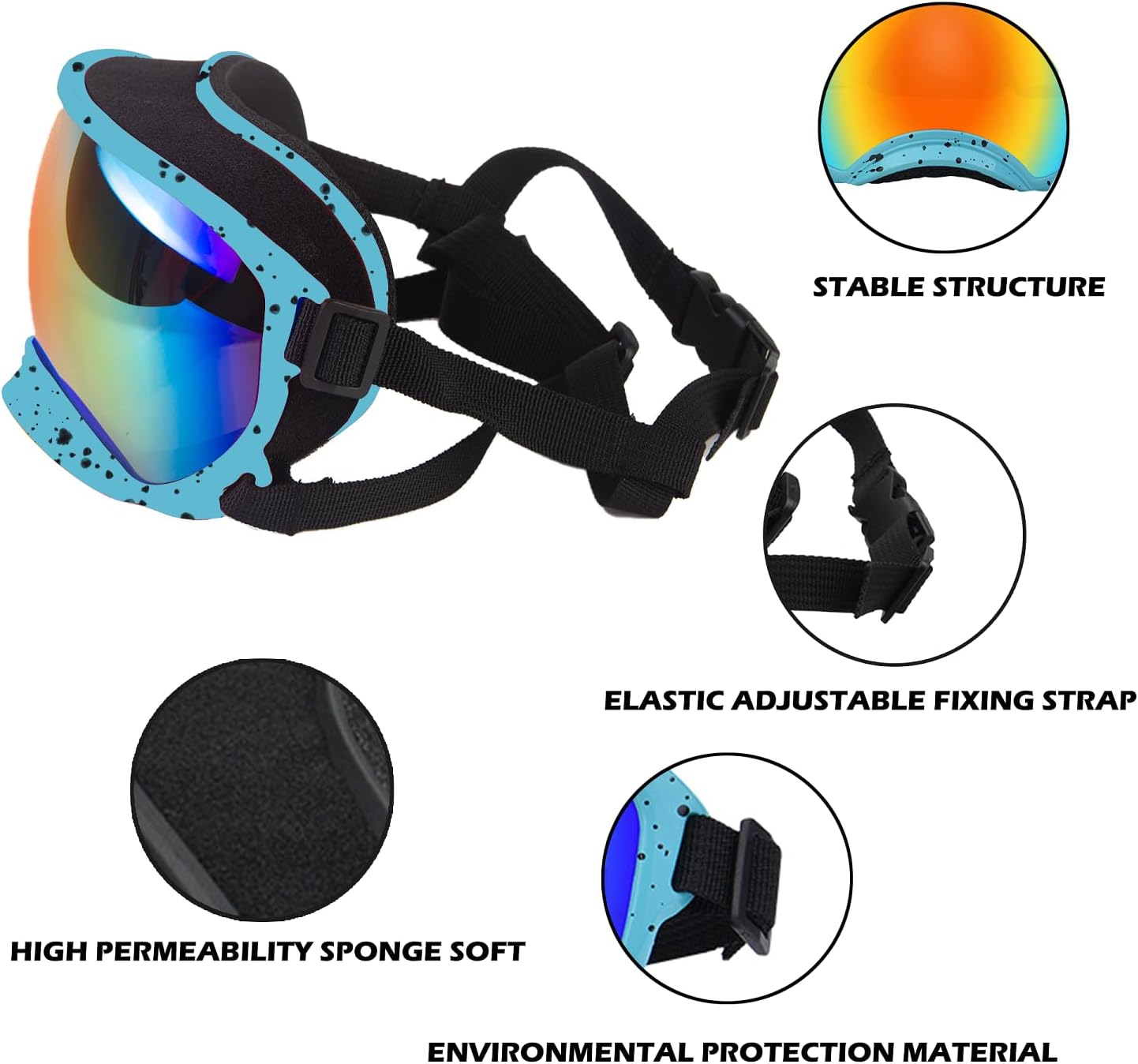 Large Dog Sunglasses with Adjustable Strap UV Protection, Winproof Dog Puppy Sunglasses, Suitable for Medium-Large Dog Pet Glasses, Dogs Eyes Protection，Soft Dog Goggles - Pet Explorer