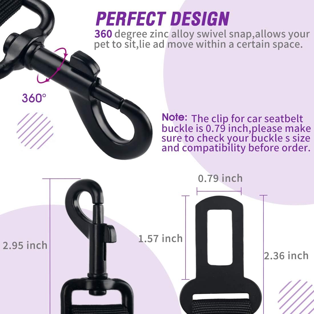 COOYOO Dog Seat Belt,Retractable Dog Car Harness Seat Belt for Car Adjustable Nylon Pet Safety Seat Belts Heavy Duty & Elastic Bungee Buffer - Pet Explorer