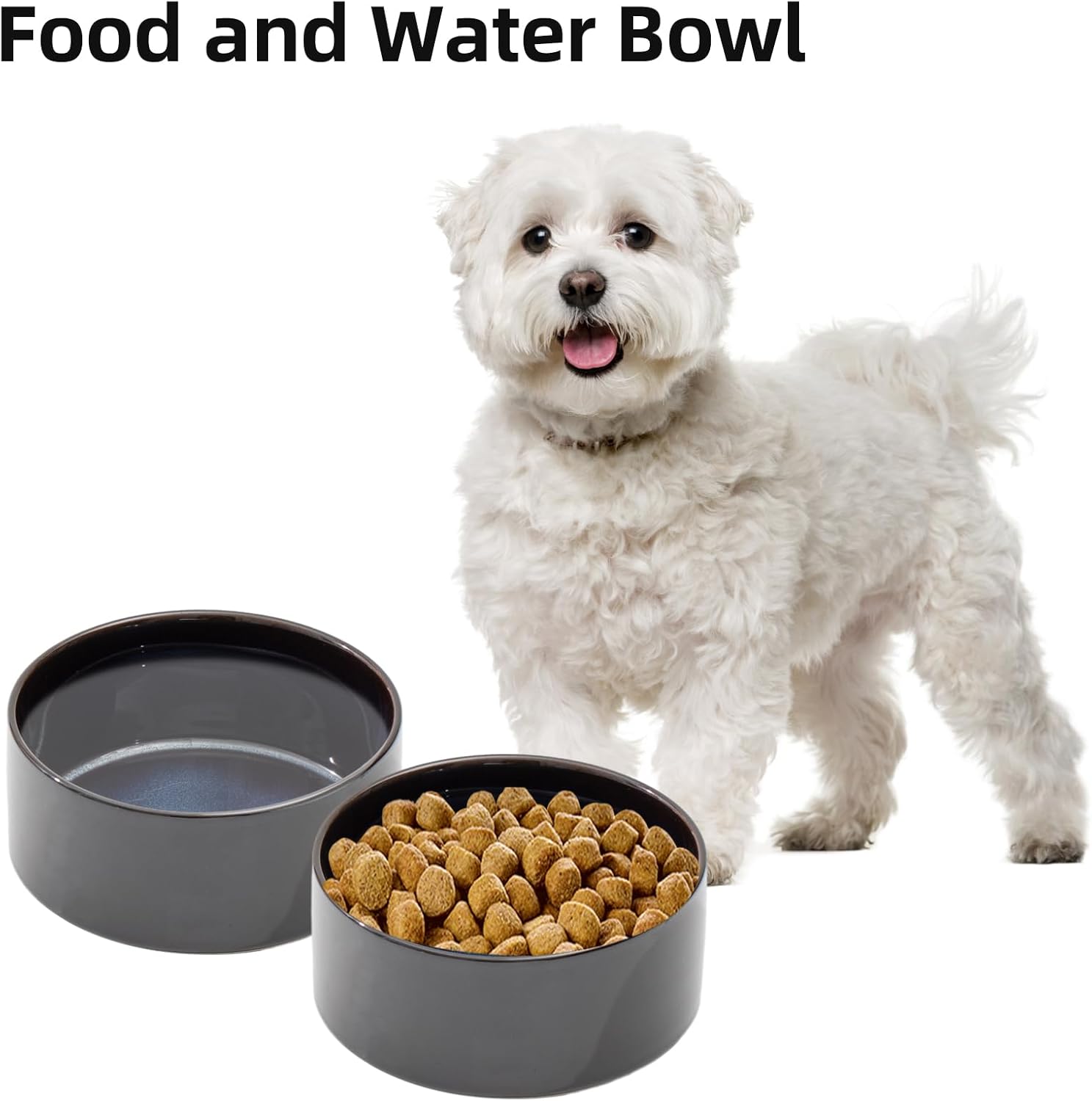 Ceramic 6.1inch Dog Bowls for Small and Medium Breed Dog Dish Pet Food and Water Bowl (Set of 2 Bowls - Starry Sky, 28oz) - Pet Explorer
