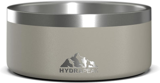 Hydrapeak Dog Bowl; Non Slip Stainless Steel; Water and Food Dish; Large Sized and Small Dogs; 32oz 64oz; Multiple Sizes; 4 Cup | Stone - Pet Explorer