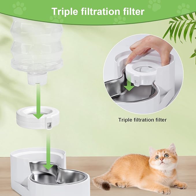 8 Pack Replacement Filters for 3L/3.6L/4.6L/6L/8L Gravity Pet Water Dispenser, Dog Water Filter Replacement, Triple Filtration Pet Fountain Filter, Water Feeder Filter for Cat and Dog