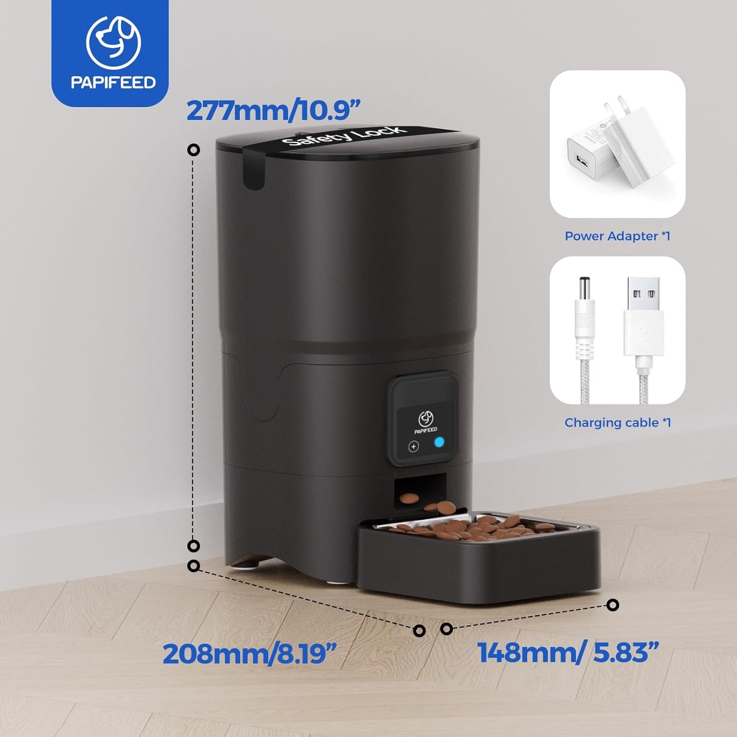 PAPIFEED 2.4G WiFi Automatic Cat Feeder, 6L/25Cup Automatic Pet Feeder with APP Control for Remote Feeding, Detachable for Easy Clean, Cat Food Dispenser with Alexa,1-10 Meals Per Day for Dog, Black - Pet Explorer