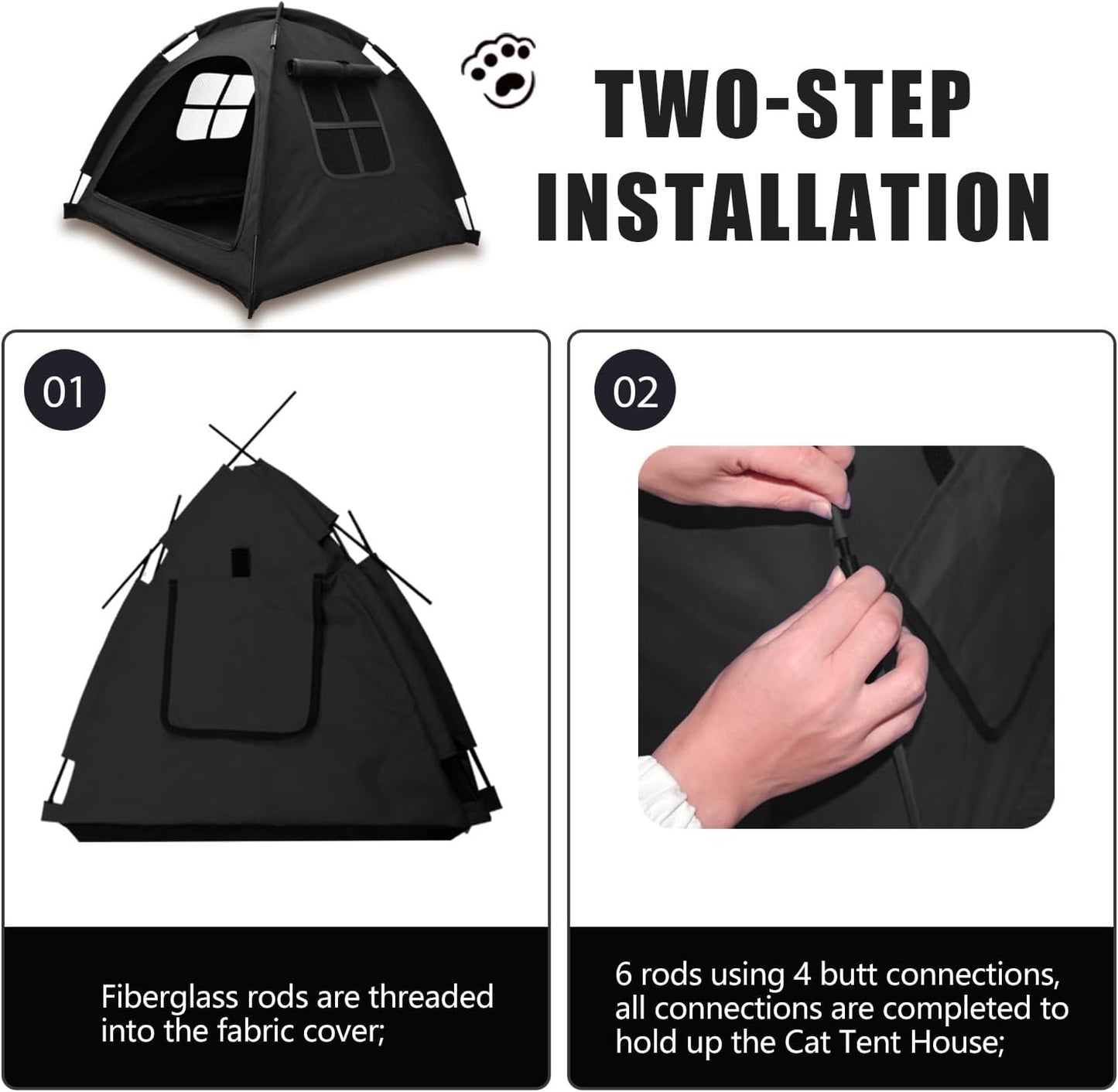 Cat Tent House、Cat's Nest, Quick Assembly and disassembly, Portable Indoor/Outdoor pet Tent House for Cats, Puppies and Other Small Animals - Pet Explorer
