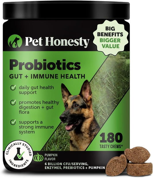 Probiotics for Dogs - Digestive Enzymes Promotes Gut Health, Dog Probiotics for Diarrhea & Bowel Support, Prebiotics for Immunity Health & Itch Relief (Pumpkin 180 ct) - Pet Explorer