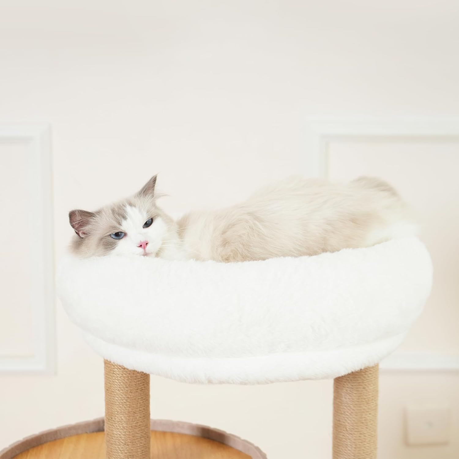 Cat Tree Tower with 2-Storey Large Felt Cat Bed Cave, Cozy Cats Tunnel Condo with Washable Cushions, 36.6" - Pet Explorer