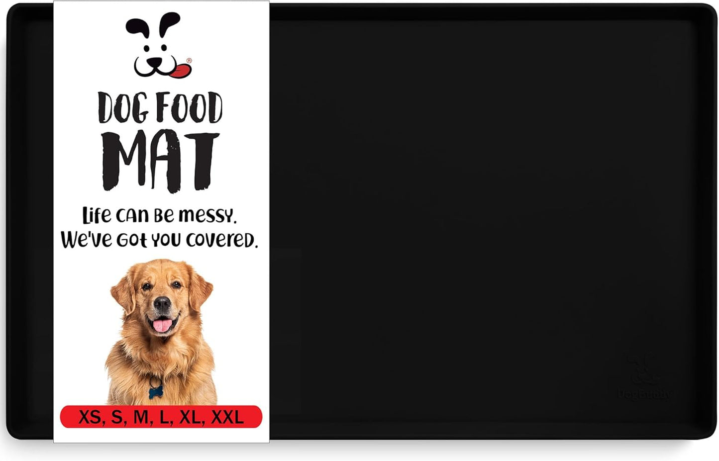 DogBuddy Dog Food Mat Waterproof Silicone Pet Feeding Mat for Dogs, Non-Slip, Easy to Clean, Black - Pet Explorer