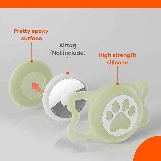 Waterproof Airtag Dog Collar Holder for Apple Air Tag, Silicone Glow Dog Airtag Holder for Dogs & Cats Collars(Luminous)