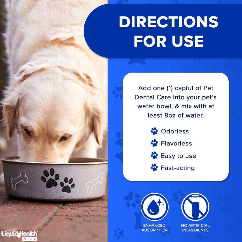 LIQUIDHEALTH Pet Dental Care Water Additive for Dogs & Cats - Fast Acting Pet Bad Breath Freshener, Dog Mouth Wash, Animal Oral Dental Rinse, Plaque & Tartar Teeth Cleaning Solution (3-Pack) - Pet Explorer