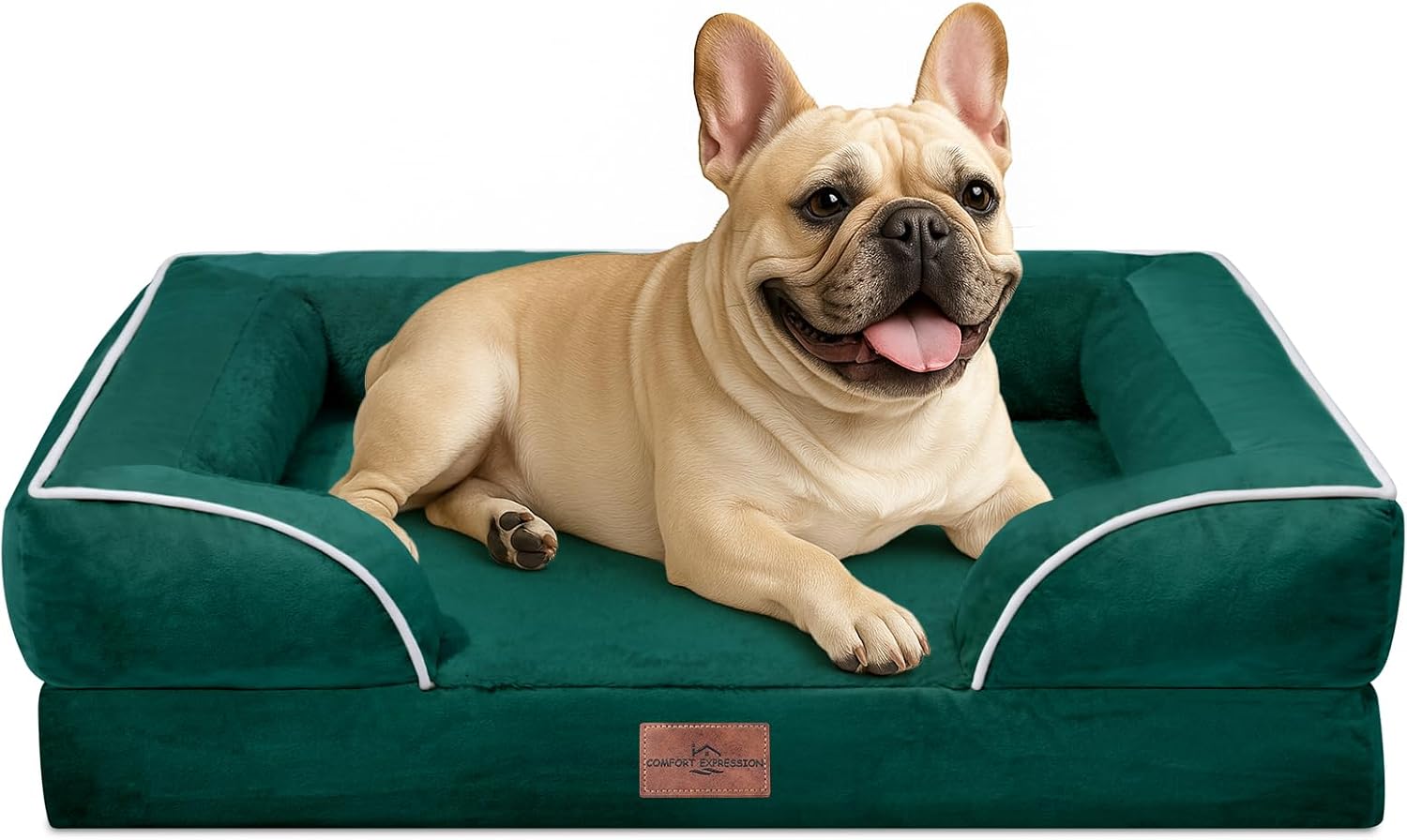 Comfort Expression Small Dog Beds Waterproof Orthopedic Foam Dog Sofa Beds for Medium Dogs Comfy Pet Bed with Washable Removable Cover & Non-Slip Bottom(Small,Emerald) - Pet Explorer