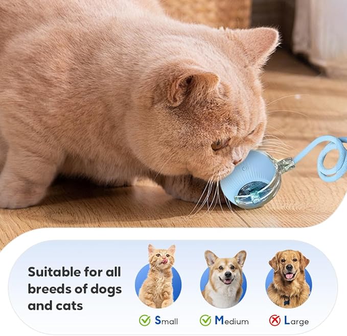 Smart Interactive Cat Toy Ball with Auto Obstacle Avoidance, 2 Mode Rolling Rechargeable Toy to Relieve Boredom, Quiet Durable Toy for Indoor Cats (Yellow)