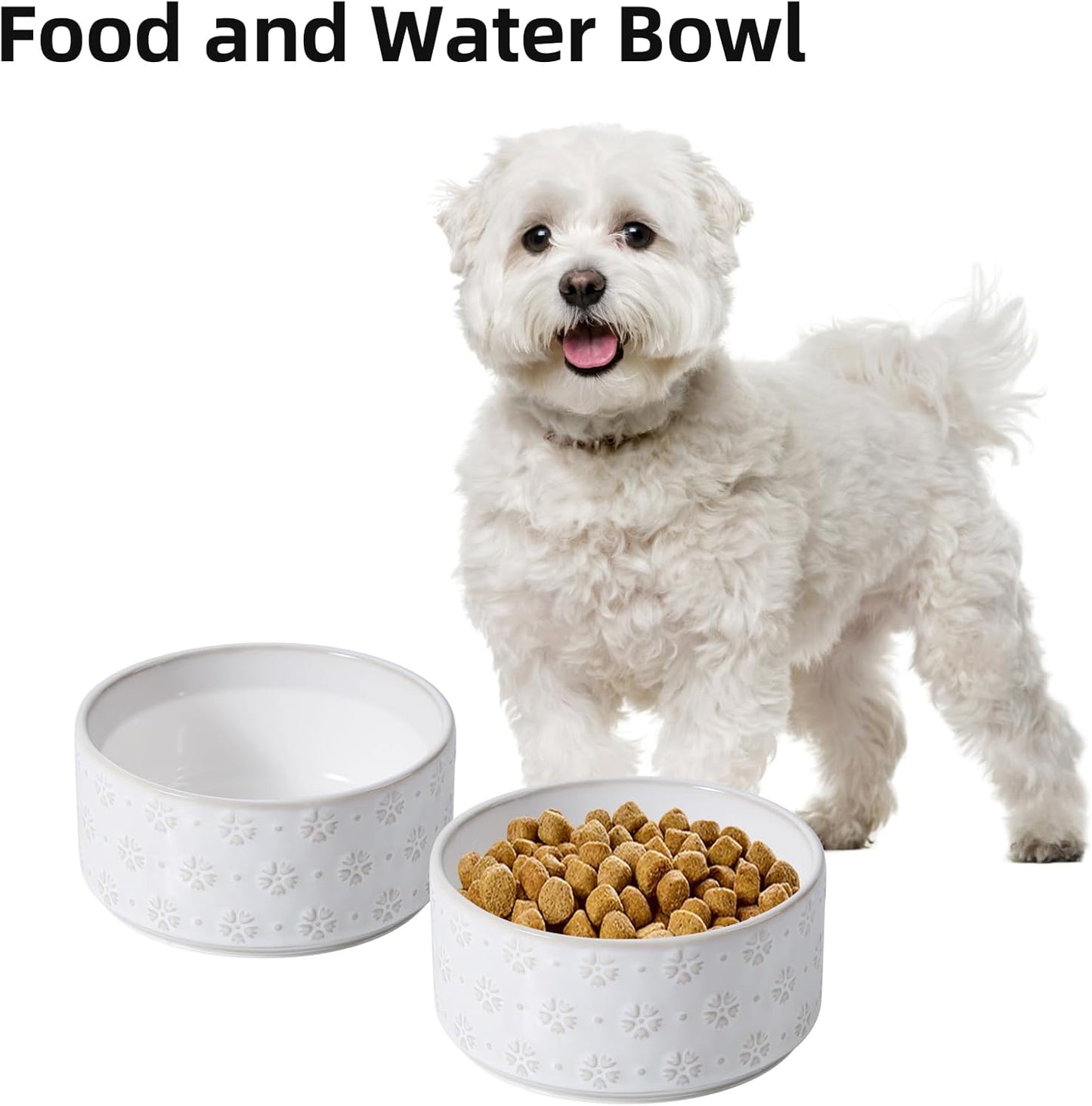6.1inch Ceramic Dog Bowls, Food and Water Bowl for Small Breed Dogs, Weighted Dog Dishes(Single Bowl, Arctic White) - Pet Explorer