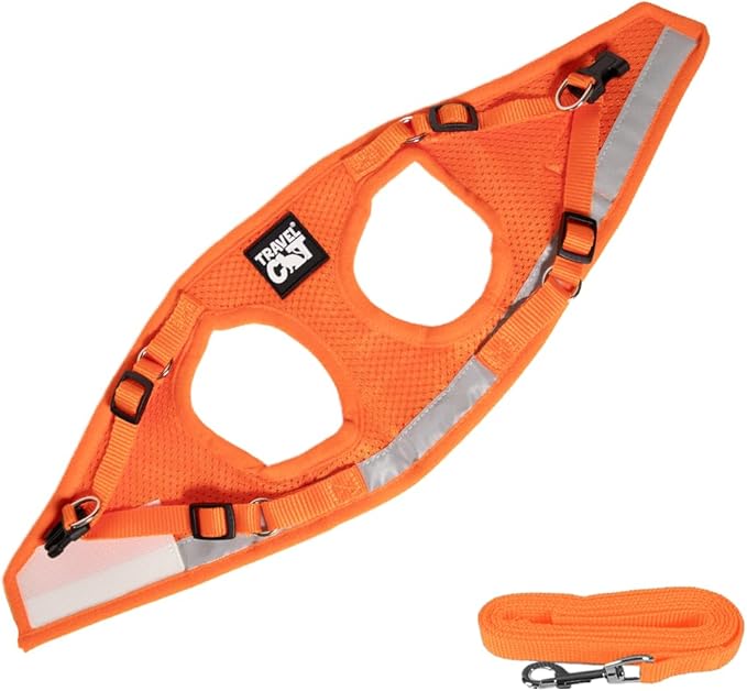 Travel Cat Harness and Leash Set - Adjustable Fit Mesh Cat Harness and Reflective Strap - Comfort Walking Vest for Kitten for Outdoor Walking, Hiking (Small, Orange)