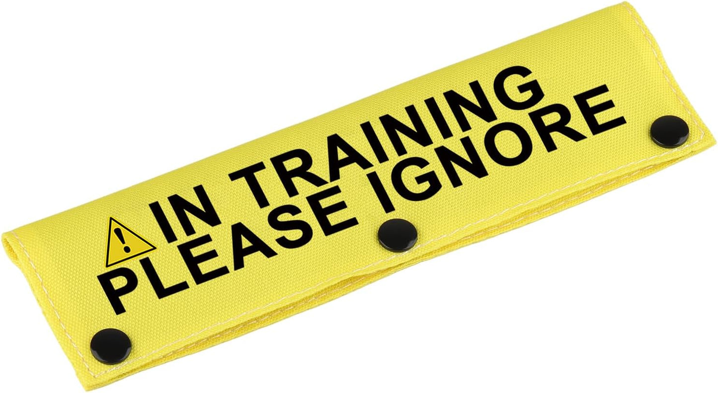 Funny Dog Leash Sleeve in Training Please Ignore Dog Leash Wrap Sleeve Alert Tag Pet Birthday Gift (Training Please Ignore-YE Sleeve) - Pet Explorer