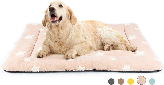 Mora Pets Dog Crate Pad Dog Kennel Bed Crate Mat for Large Dogs Washable Cute Star Pet Bed for Cage Ultra Soft Flat Pillow Cushion for Cozy Sleeping Anti-Slip Pink 42 x 27 - Pet Explorer