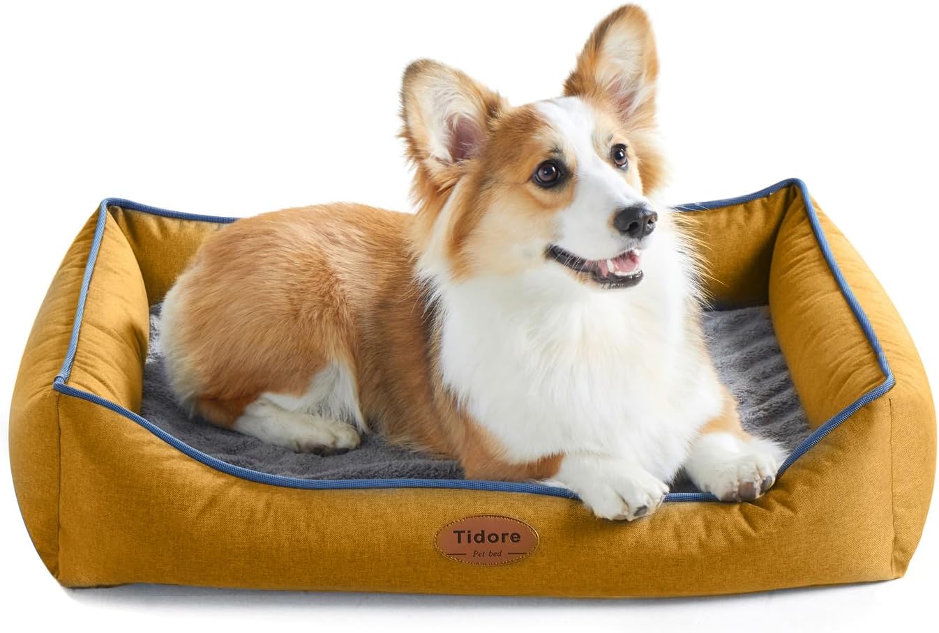 Orthopedic Dog Beds for Medium Dogs, Durable Egg Crate Foam Sofa Dog Bed wit Washable Removable Cover,Waterproof Lining,Pet Bed for Large Dogs (Mustard Yellow, 31.5" L x 25.2" W x 7" Th) - Pet Explorer