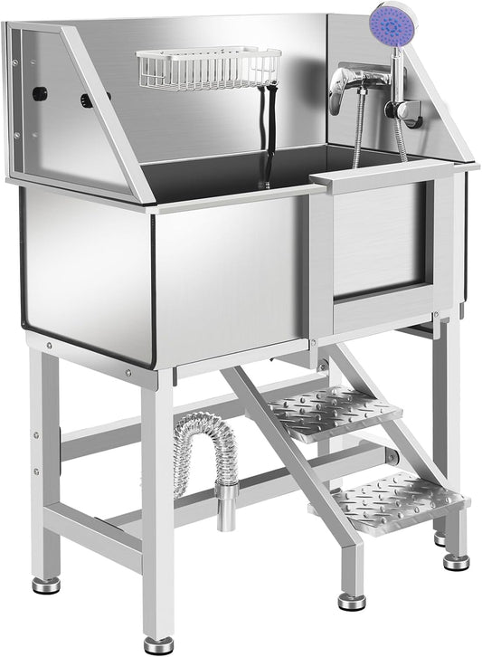 Electric Dog Bathing Station for Large Dogs, Height Adjustable Stainless Steel Dog Pet Washing Station, Professional Dog Grooming Tub with Electric Lift, Pet Wash Bath Station - Pet Explorer