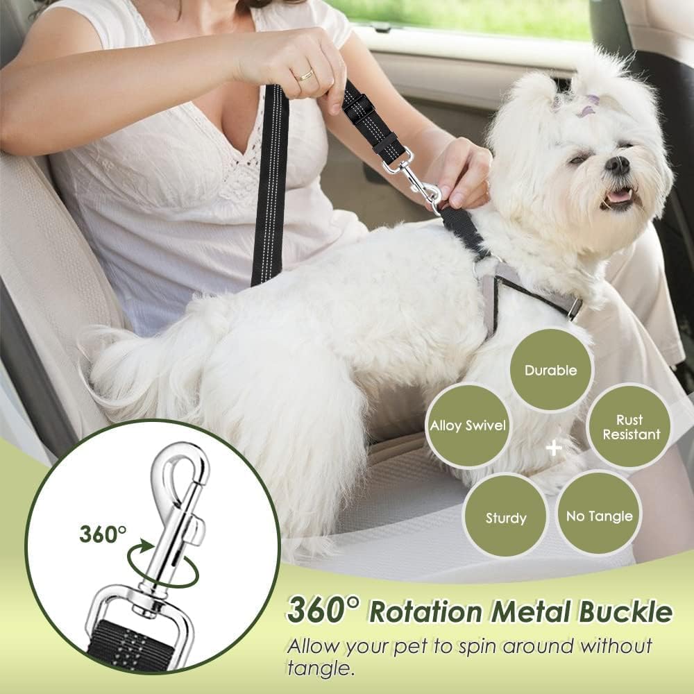 Lukovee Dog Seat Belt for Car, Adjustable Dog Car Harness for Large Medium Small Dogs, Soft Padded & Breathable Mesh Dog Seatbelt with Car Vehicle Connector Strap (Black,Small) - Pet Explorer