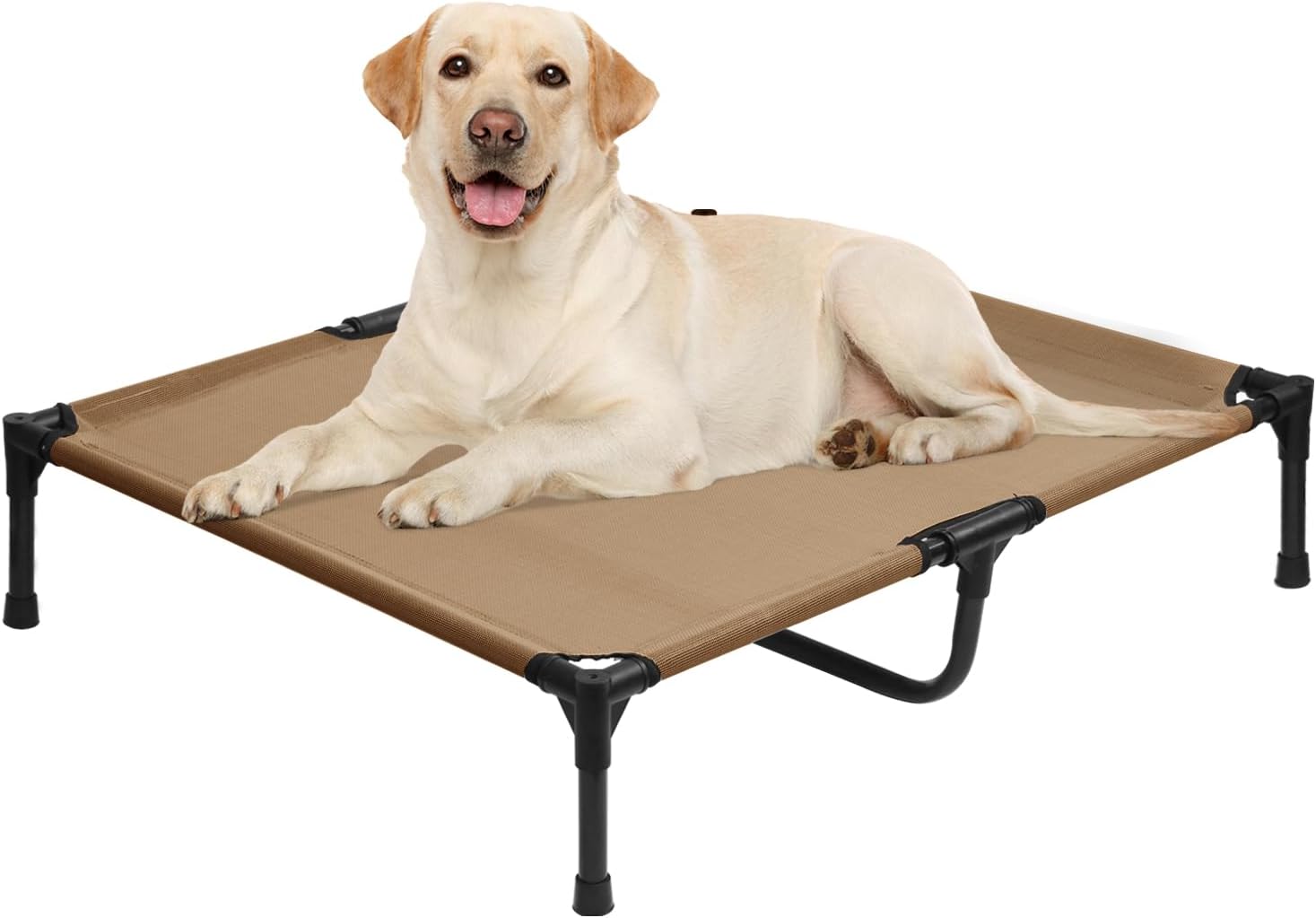Elevated Dog Bed 42 Inch - Breathable Raised Pet Bed for Large Dogs, Waterproof Dog Cot Bed Easy to Assemble, Durable Portable Pet Cot with Non-Slip Feet, Brown - Pet Explorer