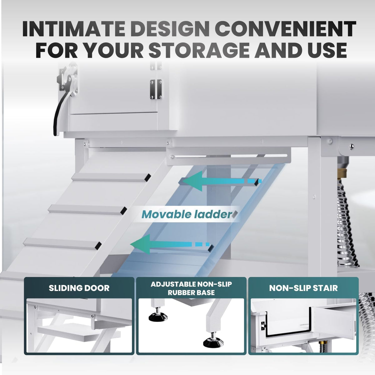 Dog Washing Station for Home, 38" White Professional Stainless Steel Dog Grooming Tub, Height Adjustable Dog Bathing Station, Upgrade Parts, Dog Bath Tubs for Small & Medium Dogs(Left Ramp) - Pet Explorer