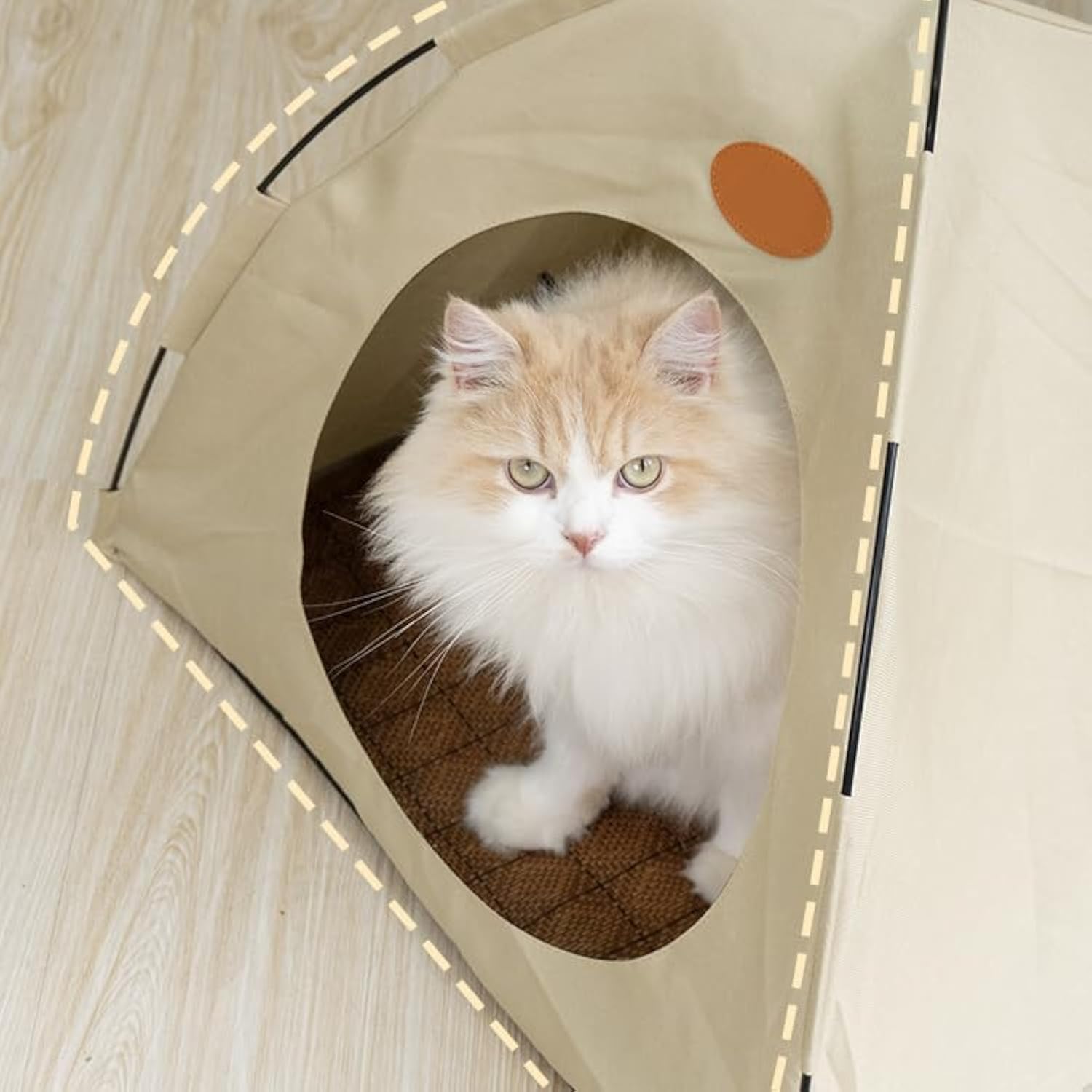 BreezyDen Pop-Up Pet Tent – Portable Indoor/Outdoor Cat Tent, Waterproof Pet Hideaway for Cats & Small Dogs with Mesh Window, Anti-Slip Base & Washable Design (Dark Gray, L (15 catties Kitten)) - Pet Explorer