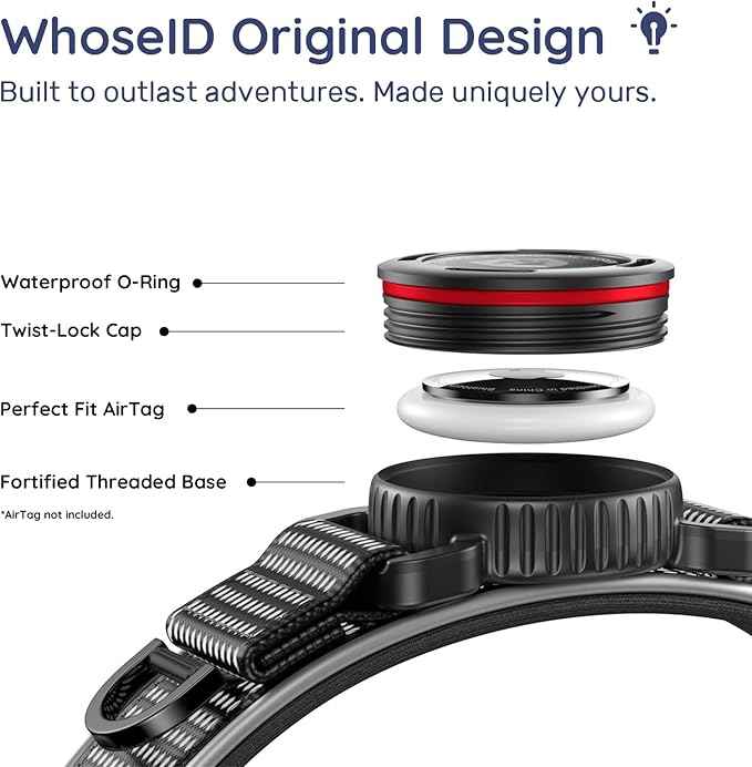 WhoseID Premium Dog Collar for Large Dogs - IPX8 Waterproof AirTag Dog Collar | Magnetic Buckle Heavy Duty Collar | 450LB Escape-Proof | Reflective Dog Collar with AirTag Holder