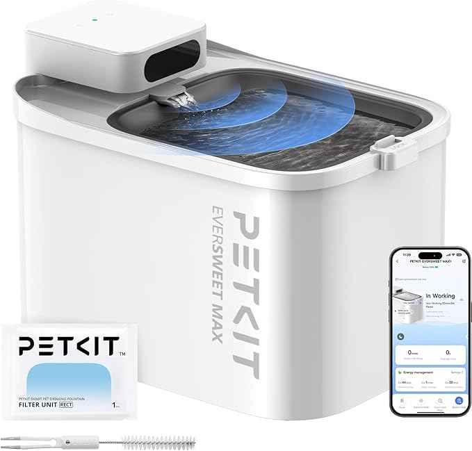 PETKIT EVERSWEET MAX Cordless Cat Water Fountain with Motion Sensor, 101 oz/3L Pet Fountain for Cats Dogs Inside, Automatic Cat Water Dispenser Battery Operated (White-Cordless, 3L)