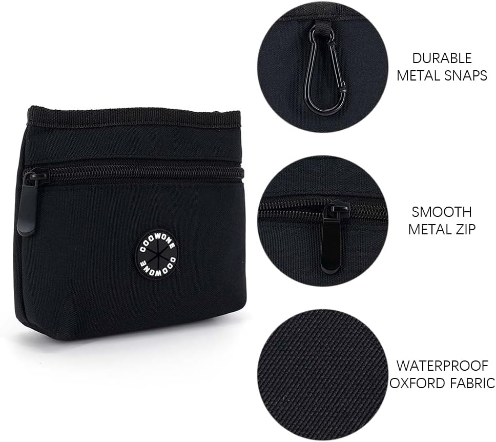 COOWONE Dog Treat Pouch with Pet Training Clicker, Detachable Dog Puppy Training Treat Bag, 900D Oxford Cloth Magnetic Closure Small Dog Poop Bag Holder for Travel or Outdoor Use - Pet Explorer